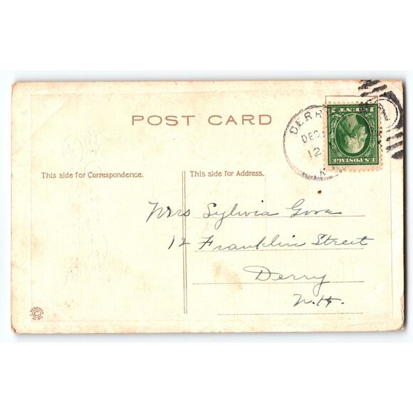 Vintage Christmas Greetings Postcard Eskimo Child with Sled 1912 - Picture 2 of 2